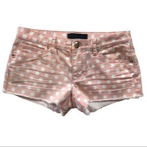 Juicy Couture Shorts Denim Pink with White Polka Dots Womens Size 25